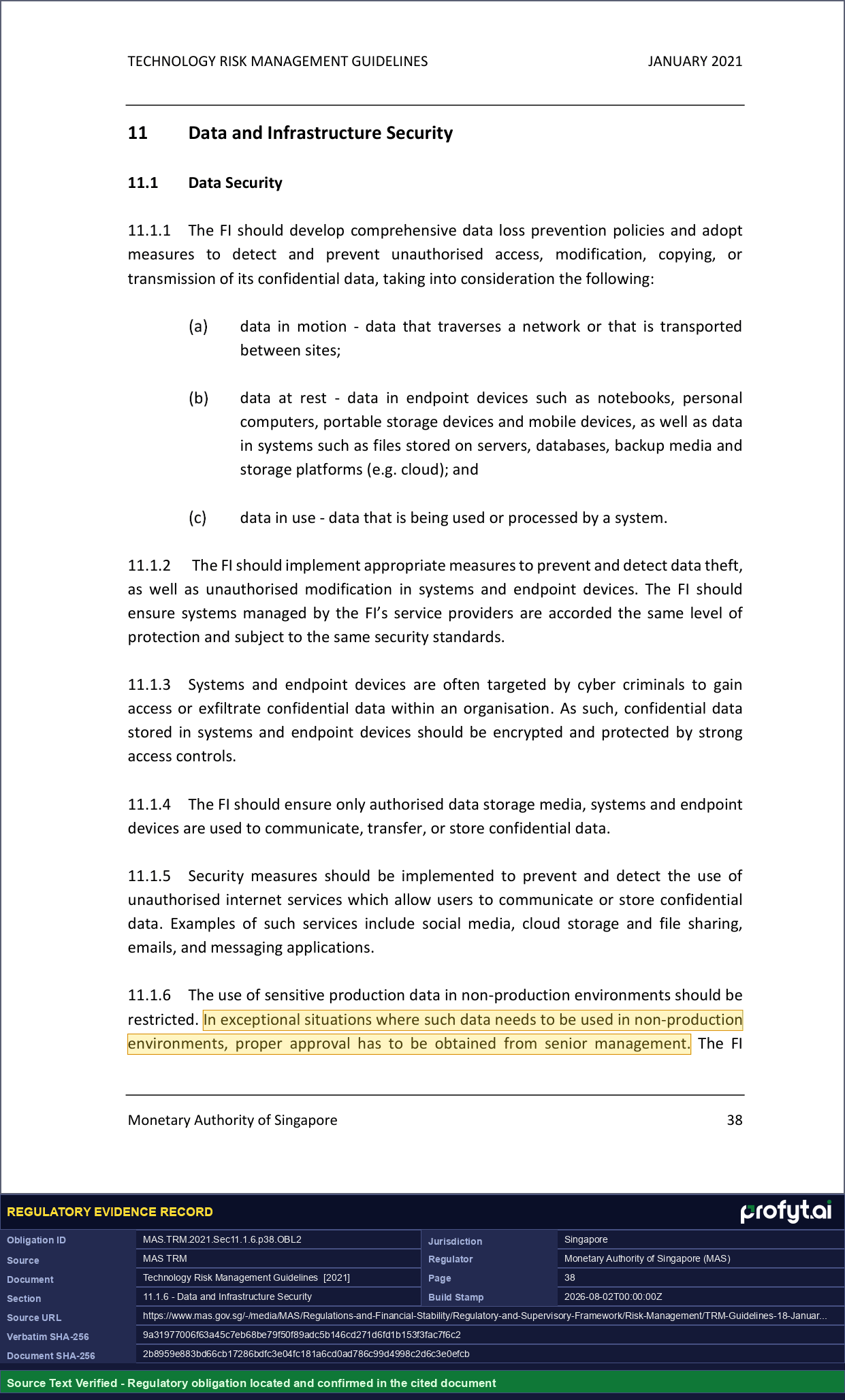 Captured source page for MAS.TRM.2021.Sec11.1.6.p38.OBL2, MAS TRM, Section 11.1.6, p. 38 (2021)