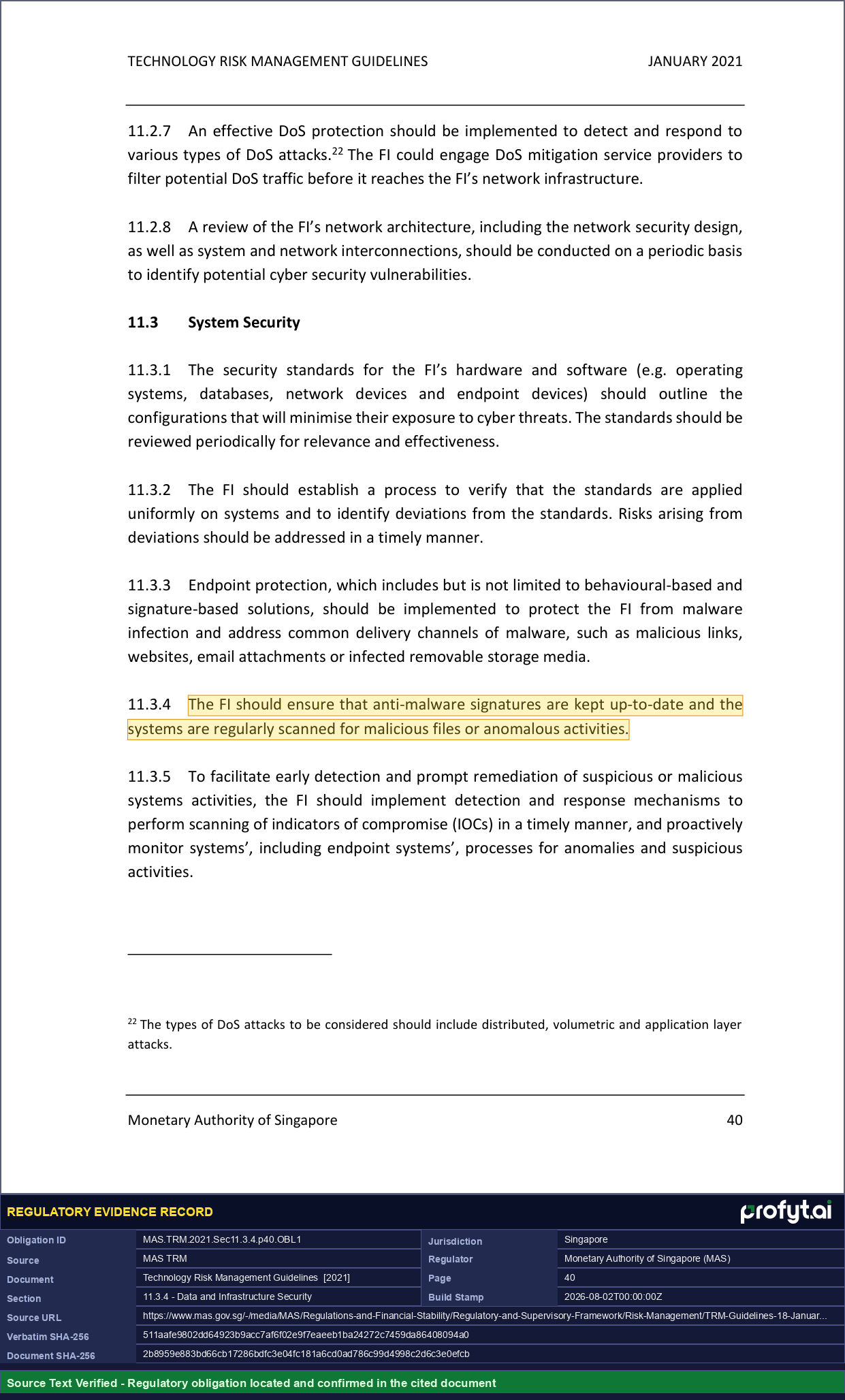 Captured source page for MAS.TRM.2021.Sec11.3.4.p40.OBL1, MAS TRM, Section 11.3.4, p. 40 (2021)