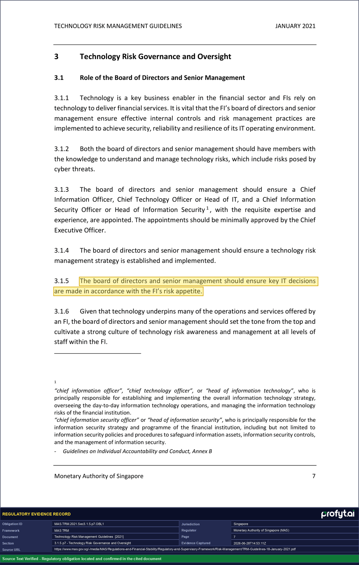 Captured source page for MAS.TRM.2021.Sec3.1.5.p7.OBL1, MAS TRM Guidelines, Section 3.1.5, p. 7 (2021)