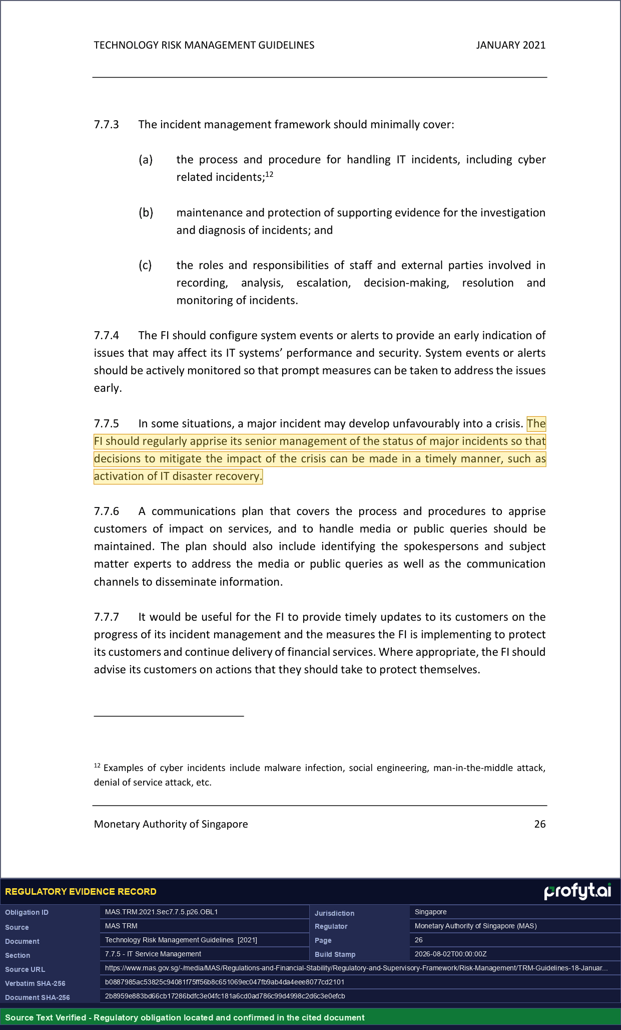 Captured source page for MAS.TRM.2021.Sec7.7.5.p26.OBL1, MAS TRM, Section 7.7.5, p. 26 (2021)