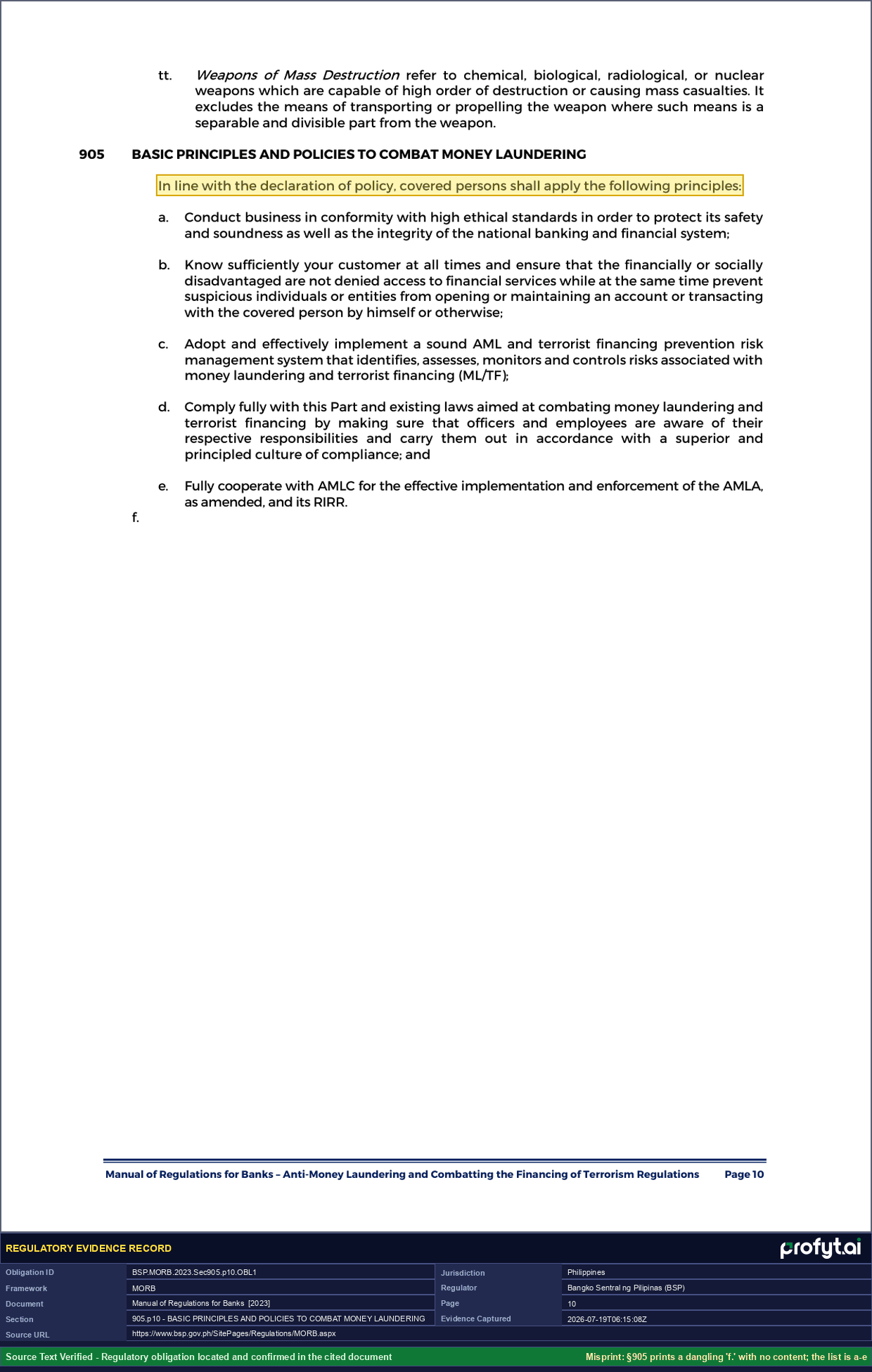 Evidence capture for BSP.MORB.2023.Sec905.p10.OBL1