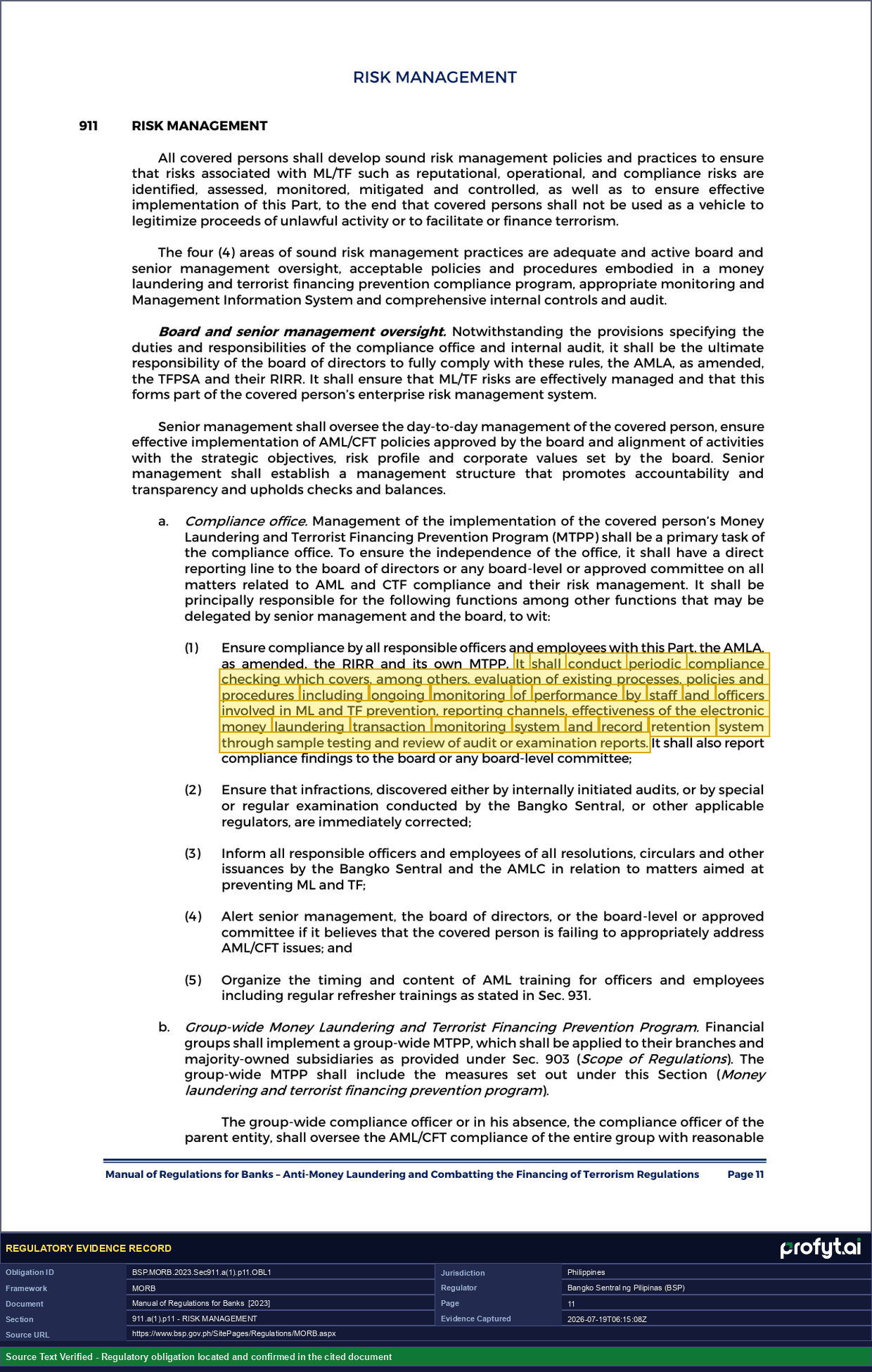 Captured source page for BSP.MORB.2023.Sec911.a(1).p11.OBL1, MORB, Sec. 911.a(1), p. 11 (2023 ed.)