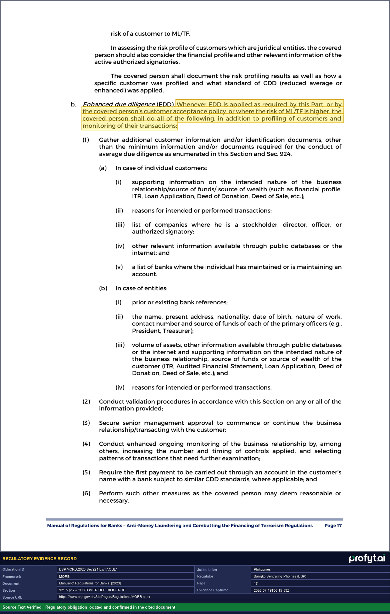Captured source page for BSP.MORB.2023.Sec921.b.p17.OBL1, MORB, Sec. 921.b, p. 17 (2023 ed.)