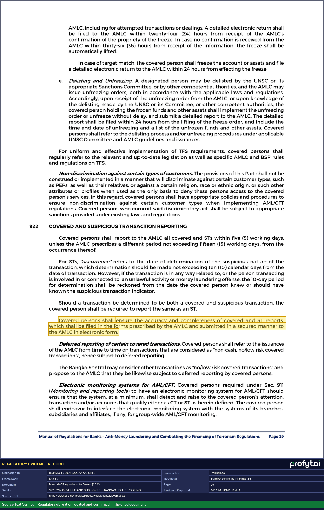 Captured source page for BSP.MORB.2023.Sec922.p29.OBL5, MORB, Sec. 922, p. 29 (2023 ed.)