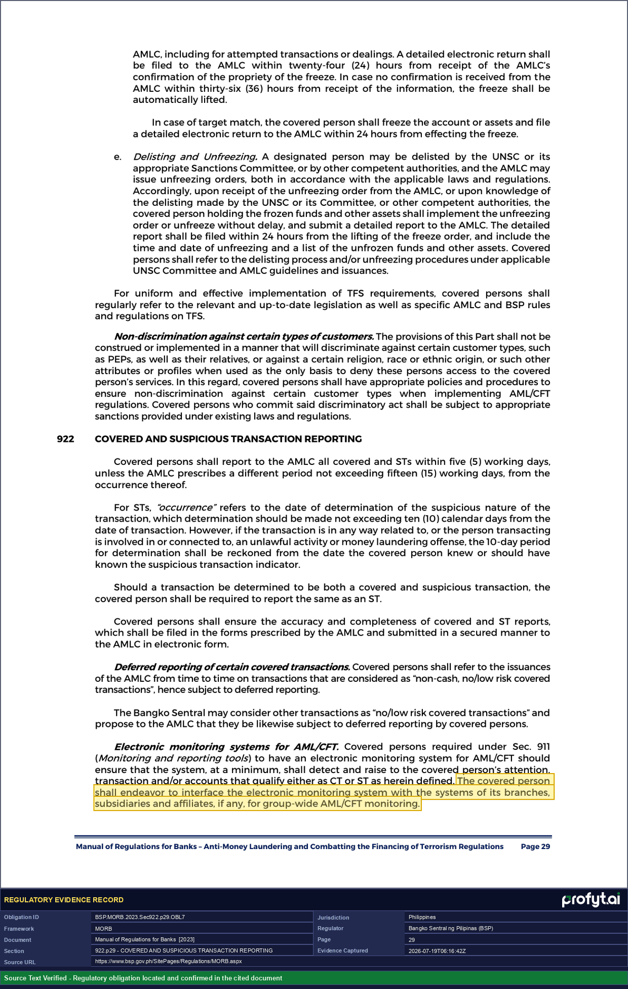 Captured source page for BSP.MORB.2023.Sec922.p29.OBL7, MORB, Sec. 922, p. 29 (2023 ed.)