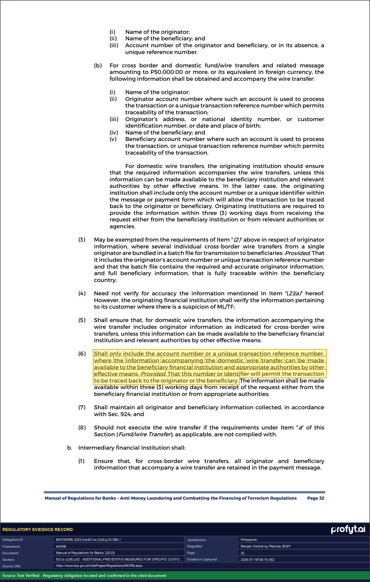 Captured source page for BSP.MORB.2023.Sec923.a-(2)(6).p32.OBL1, MORB, Sec. 923.a-(2)(6), p. 32 (2023 ed.)