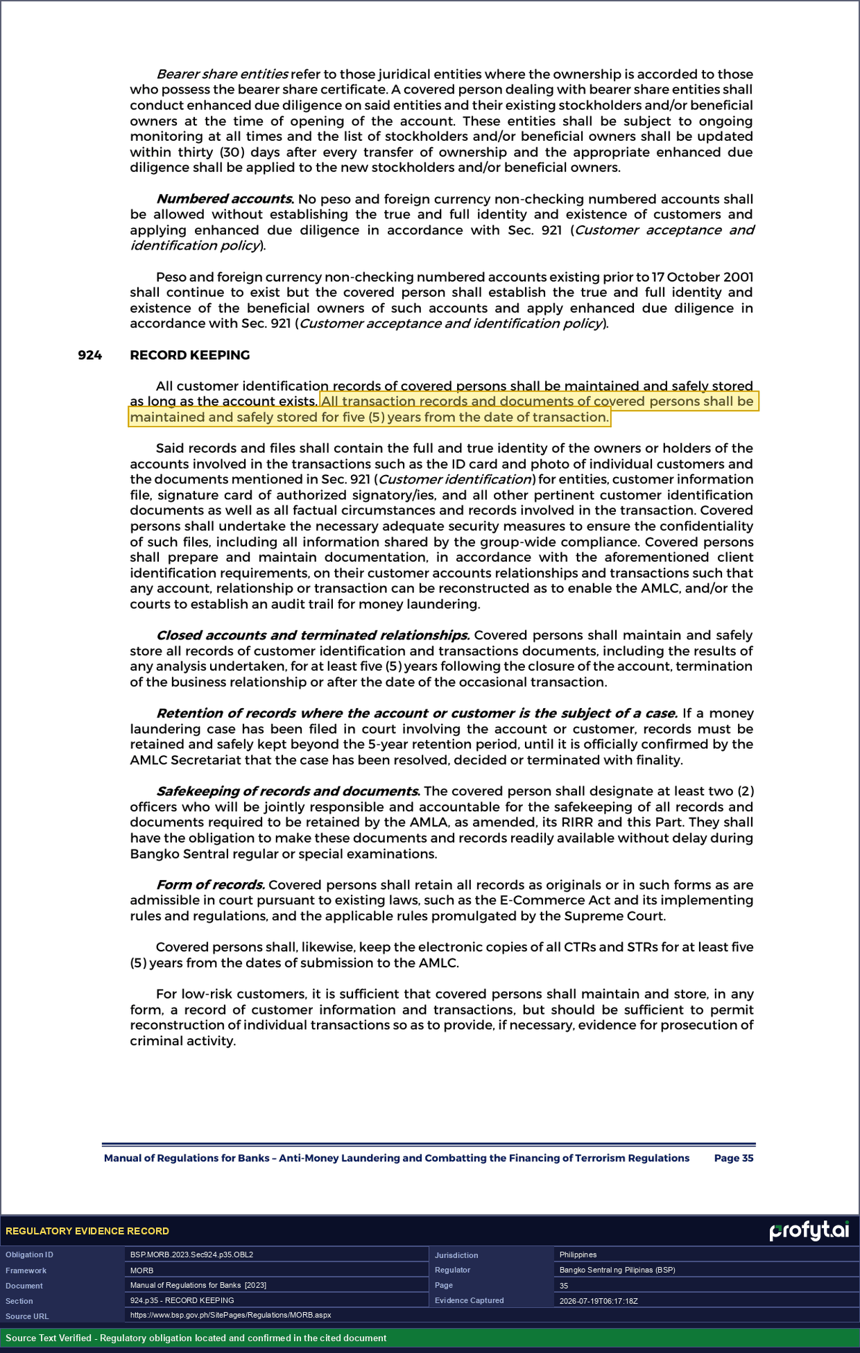 Captured source page for BSP.MORB.2023.Sec924.p35.OBL2, MORB, Sec. 924, p. 35 (2023 ed.)