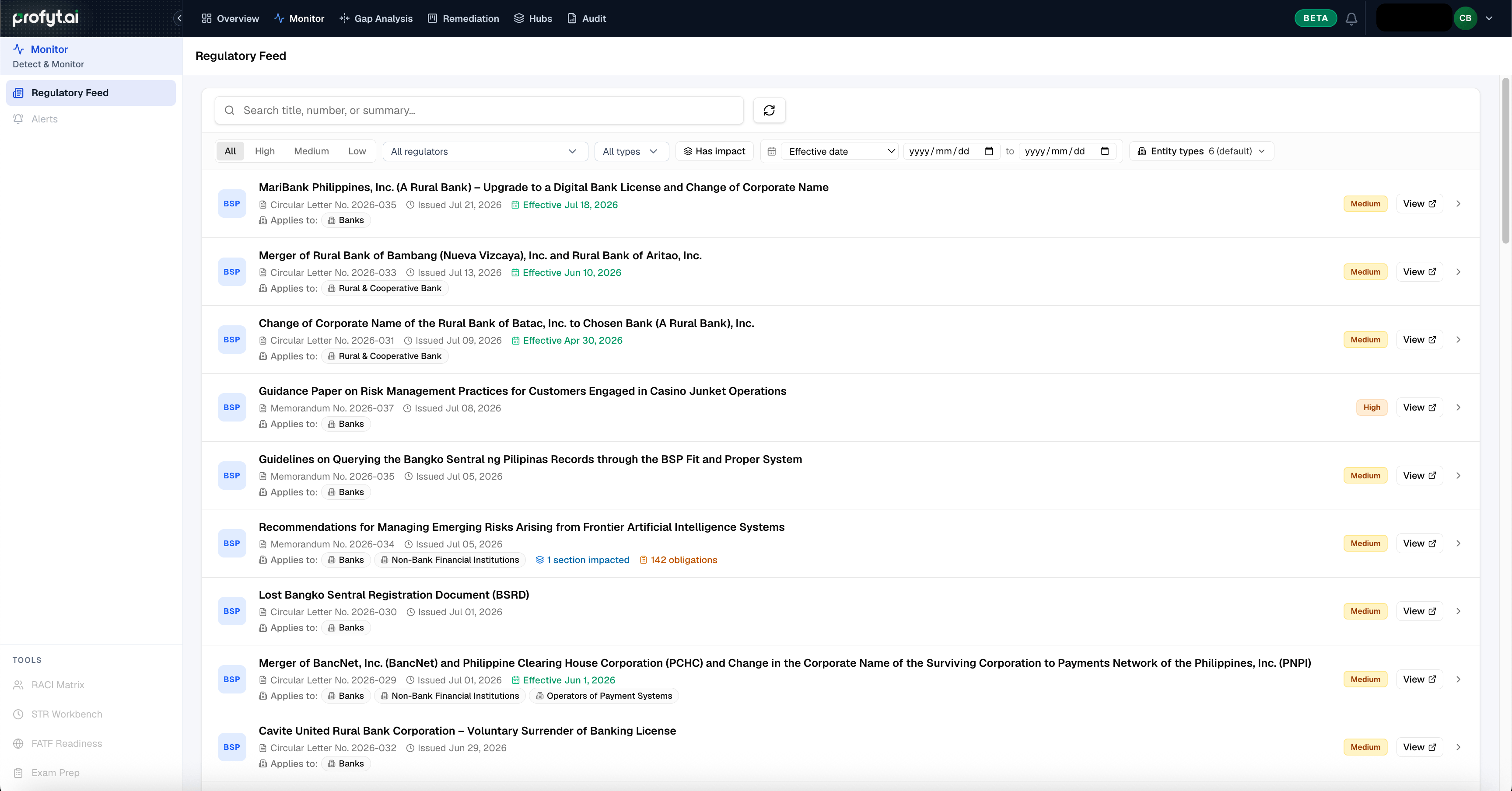 Feed list filtered by framework
